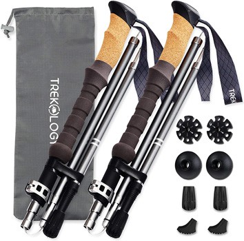 Trekking Poles Collapsible Nordic Hiking Pole Pair