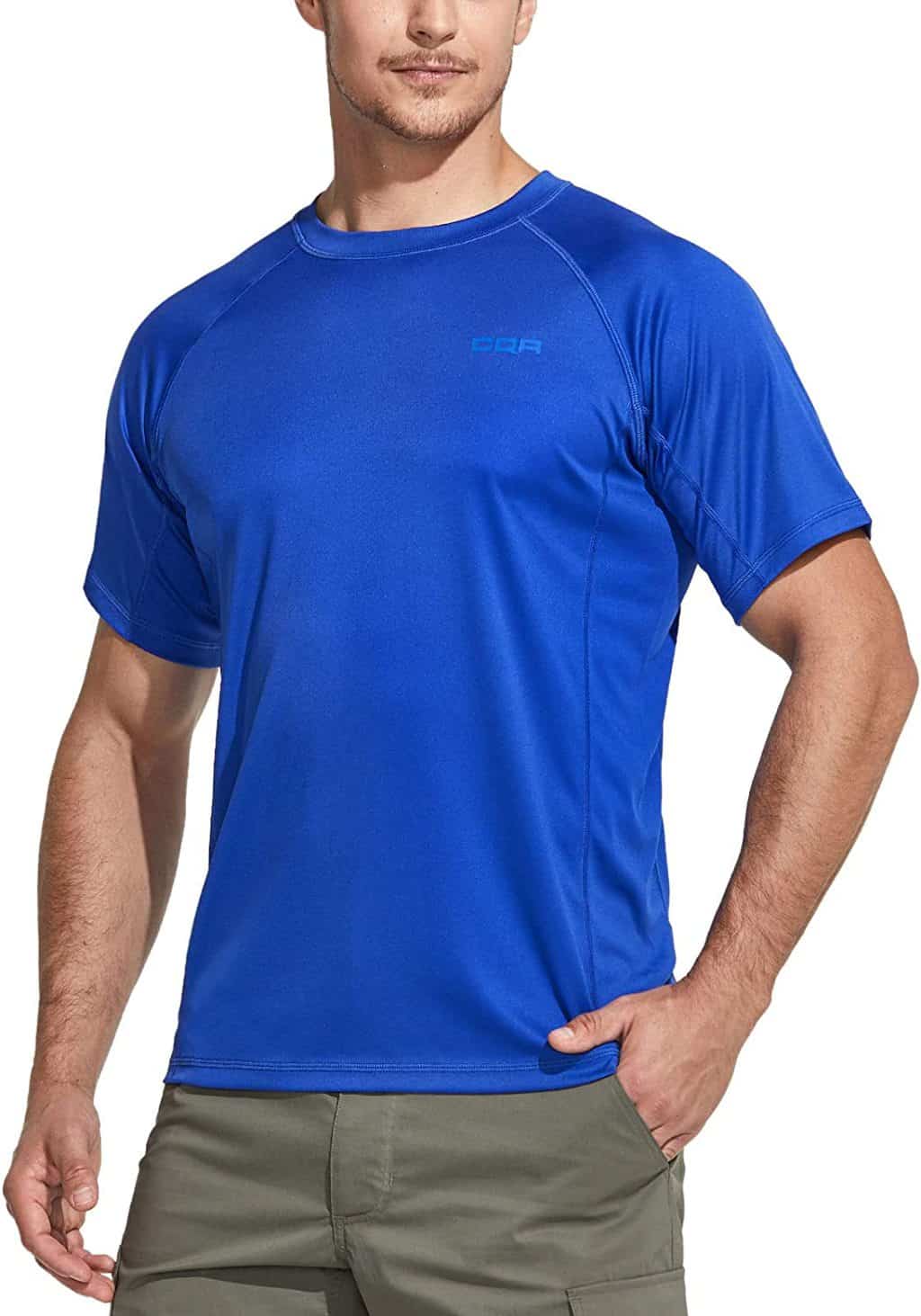 cqr mens uv protection athletic shirt isolated on white background